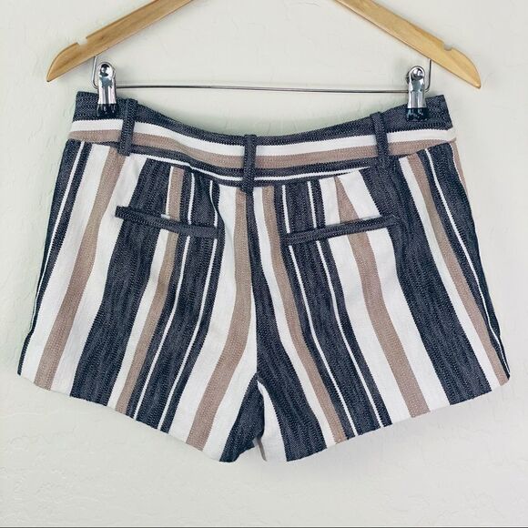 Loft neutral black brown khaki stripe shorts sz 4 - Picture 2 of 7